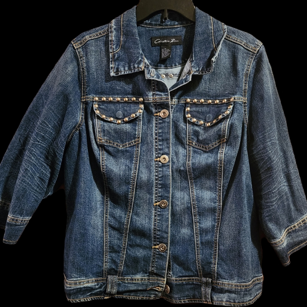 Christiana Zinn Women's Denim Jacket with Studded Pockets Pre-owned EUC size 1X